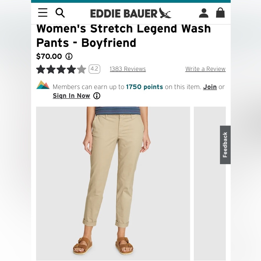 Eddie Bauer Legend Wash Stretch Curvy Straight Tan Pants Women's Size 10T - Picture 6 of 8